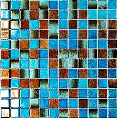 Мозаика Keramissimo CR 5079 Crystal фольгированная бирюзово-коричневая 30x30