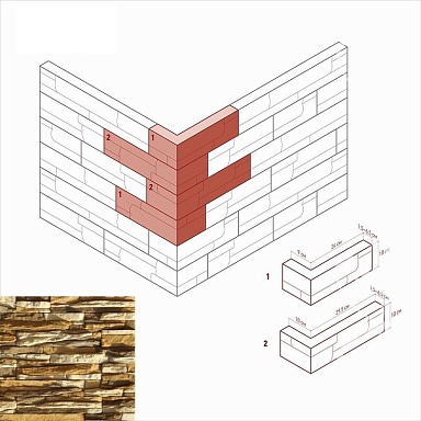 Искусственный камень White Hills 130-25 Уорд Хилл Угол 10x29,5x10 (9x24x10)