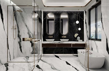 Керамогранит Moreroom Stone MN072AP261206 Panda White Polished 6mm 120x260