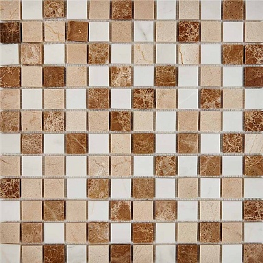 Мозаика Pixmosaic PIX278 Light Еmperador, Dolomiti Bianco, Crema Nova из мрамора полированная 23x23 305х305x6