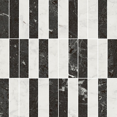 Kerama Marazzi KMD2MSA003BR Декор Тубкаль мозаичный микс чёрный белый глянцевый обрезной 30x30x0,9