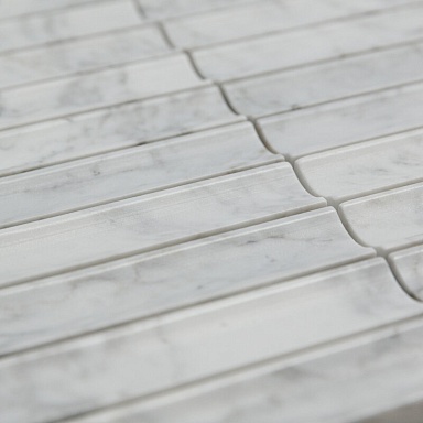 Мозаика Pixmosaic PIX341 Bianco Carrara, Concave матовая 30х151 305х318х12