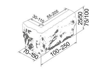 Искусственный камень Камелот Этна 168 Угол 100-250х70-150х25-50/75-100х45