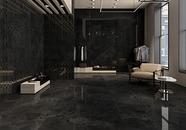 Керамогранит ArkLam 229646 Jurassic Black Polished 6mm 120x300