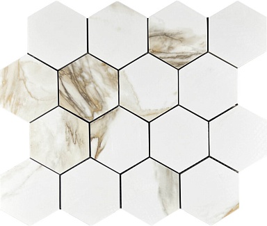 Декор Velsaa Mosaic Calacata Paonazzo 78 Hexagone 28x33