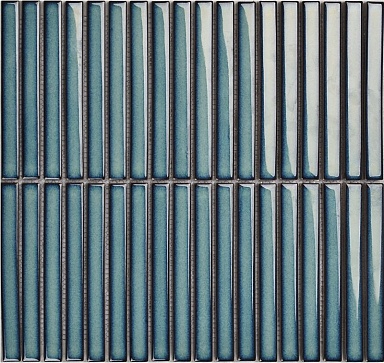 Мозаика Porcelain mosaic Y15FW26 Strip Голубой глянцевый 1.5х14.5 29.4х31.3