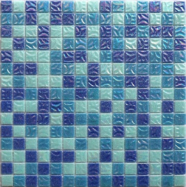 Мозаика NSmosaic MIX27 стекло синий (сетка) 20x20x4 327x327