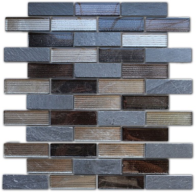 Мозаика Caramelle Mosaic Naturelle Alcantara Nero 23x73 30.5х30.5