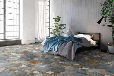 Керамогранит ITT Ceramic Hibiscus Blue Matt Hexa 23.2x26.7