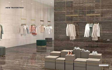 Керамогранит Rak Ceramics New Travertino Ivory Polished Full Lappato 60x120