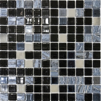 Мозаика Vidrepur Astra Black Mix (на сетке) 31.7x31.7