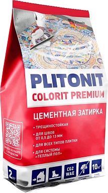 Смеси и затирки Plitonit Colorit Premium Биоцидная (0.5-13 мм) Белая 2 кг