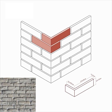 Искусственный камень White Hills 349-15 Рейн брик Design угол 9,5-10,5х21,5-24x6,5-7,8x1,5-2,0