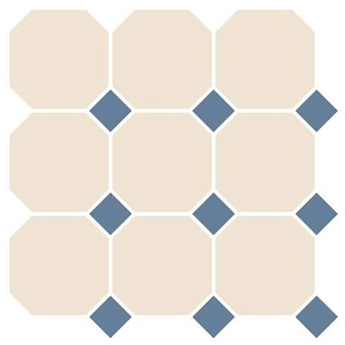 Керамогранит Top Cer 4416 OCT11-1Ch White OCTAGON 16/Blue Cobait Dots 11 (лист 30х30 9 штук+вставки)