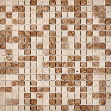 Мозаика Pixmosaic PIX273 Emperador Light, Crema Nova из мрамора полированная 15x15 305х305x4