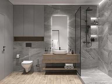 Керамогранит Cersanit 17019 Castello Серый рельеф ректификат 44,8x89,8
