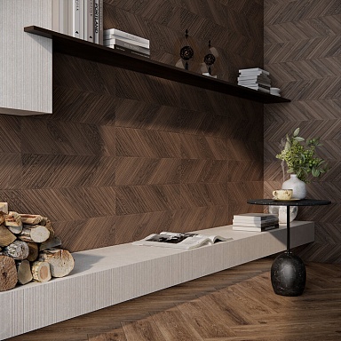 Плитка Eurotile Maple Темный Шеврон Матовый 30x60