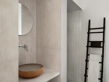 Декор Ragno Marazzi RCUV Travertino Wall Decoro Malva Touch Cross Bianco Rett 40x120