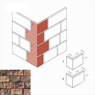 Искусственный камень White Hills 413-45 Шинон угол 8.5х16x15 (9.5х18x15)