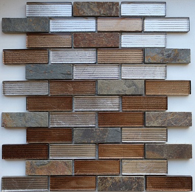 Мозаика Caramelle Mosaic Naturelle Alcantara Ruggine 23x73 30.5х30.5