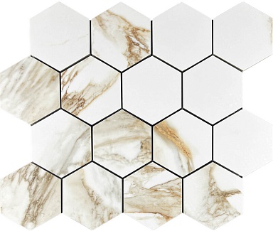 Декор Velsaa Mosaic Calacata Paonazzo 78 Hexagone 28x33