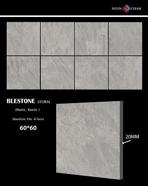 Керамогранит Novin Ceram Yazd Tile Co X9567M81 Blestone Anthracite Matte Rustic 20mm 60x60
