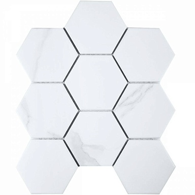 Мозаика StarMosaic PMFQ82223 Hexagon big Carrara Matt 25.6х29.5х6