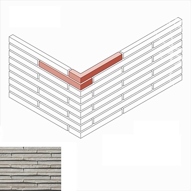Искусственный камень White Hills 699-18 Бран брик 3D Design угол 6,7-7,5/32,5-33,5 (7/33) x 4 x 5