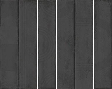 Панно Kerama Marazzi KMP3STA009RN6X Панно Мажорель чёрный глянцевый (из 6 частей 6х28,5) 36x28,5x1