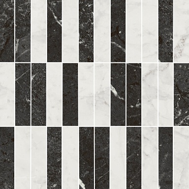 Kerama Marazzi KMD2MSA003BR Декор Тубкаль мозаичный микс чёрный белый глянцевый обрезной 30x30x0,9