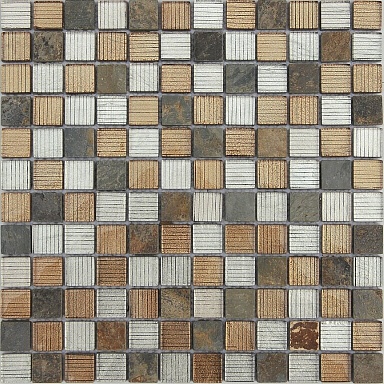 Мозаика Caramelle Mosaic Naturelle Alcantara Ruggine 23x23 30.5х30.5