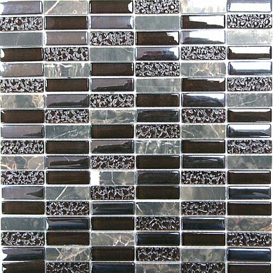 Мозаика Bonaparte Super Line (brown) (стекло) 15*48 300*300