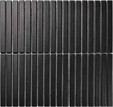 Мозаика Porcelain mosaic Y15F808 Strip Черный матовый 1.5х14.5 29.4х31.3