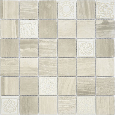Мозаика Caramelle Mosaic Art Travertino silver MAT 48x48x8 300x300x8