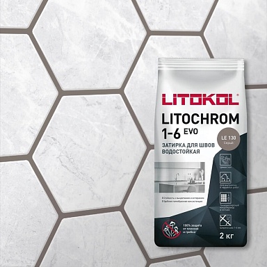 Смеси и затирки LITOKOL Litochrom 1-6 Evo LITOCHROM 1-6 EVO LE.130 Серый 2кг