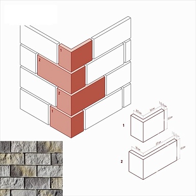 Искусственный камень White Hills 416-85 Лорн Угол 8,5х16(10х26,5)x15x1,5-3