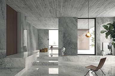 Керамогранит Ariostea UCR6L300608 Ultra Crystal Grey Lucidato Shiny 150x300