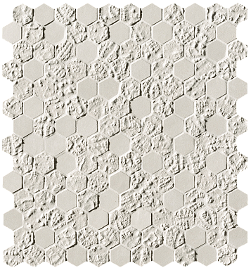 Мозаика FAP Ceramiche fOYW Bloom White Print Esagono Mosaico 29,5x32,5