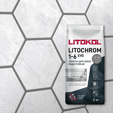 Смеси и затирки LITOKOL Litochrom 1-6 Evo LITOCHROM 1-6 EVO LE.110 Стальной серый 2кг