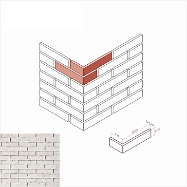 Искусственный камень White Hills 370-05 Бергамо брик Угол 9х20,5x4,9x1,2-1,4