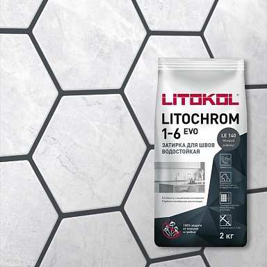 Смеси и затирки LITOKOL Litochrom 1-6 Evo LITOCHROM 1-6 EVO LE.140 Мокрый асфальт 2кг