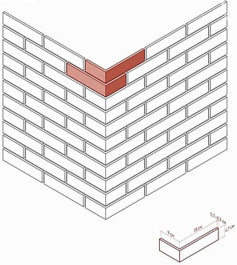Искусственный камень White Hills 338-45 Йорк брик угол 8x17,5x4,7