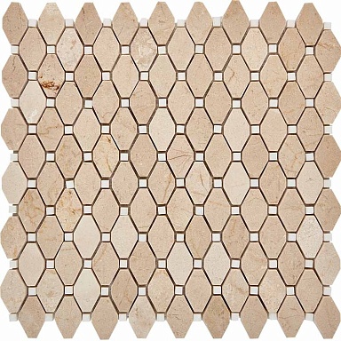Мозаика Pixmosaic PIX285 Cream marfil, Thassos White из мрамора полированная 39x24 286х295x7