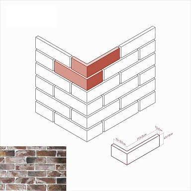 Искусственный камень White Hills 347-95 Рейн брик Design угол 9,5-10,5х21,5-24x6,5-7,8x1,5-2,0