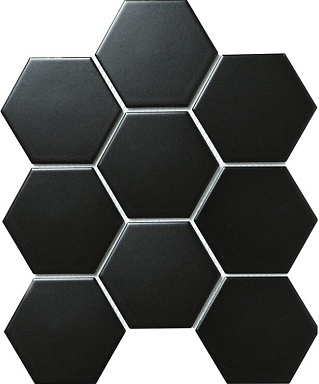 Мозаика StarMosaic Hexagon big Black Matt (SBH4810) 25.6х29.5