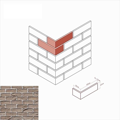 Искусственный камень White Hills 326-15 Торн брик Угол 8,5х19,5x6,5