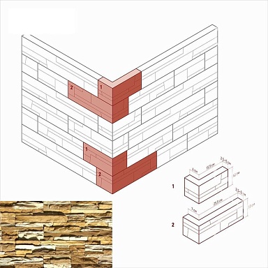 Искусственный камень White Hills 100-25 Кросс Фелл угловой 7х25,5x10 (6х15,5x10)