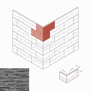 Искусственный камень White Hills 298-85 Хайлэнд угол 9,5х17,2x9,5x0,7–1,7