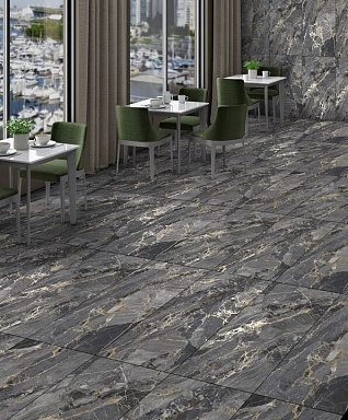 Керамогранит Global Tile GT1206018005MCR Stonela Черный карвинг 60x120