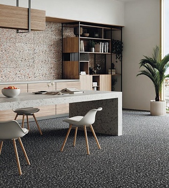 Керамогранит ProGRES Ceramica NR0379-M Блэк Терраццо Черный матовый 600x600x9.5
